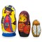 Set of 3 Halloween Witch and Pumpkins Wooden Nesting Dolls 4.25 Inches